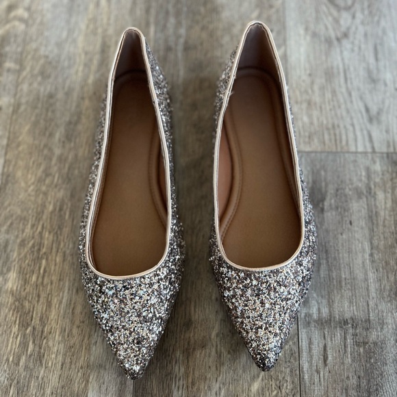 ASOS Rose Glitter Pointy Toe Flats - Holiday Festive New Year - Picture 2 of 8